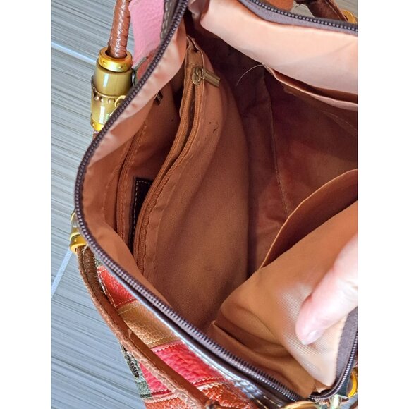 Chaos Multicolor Patchwork Leather Shoulder Bag Tassel Detail Festival Boho - Picture 6 of 12